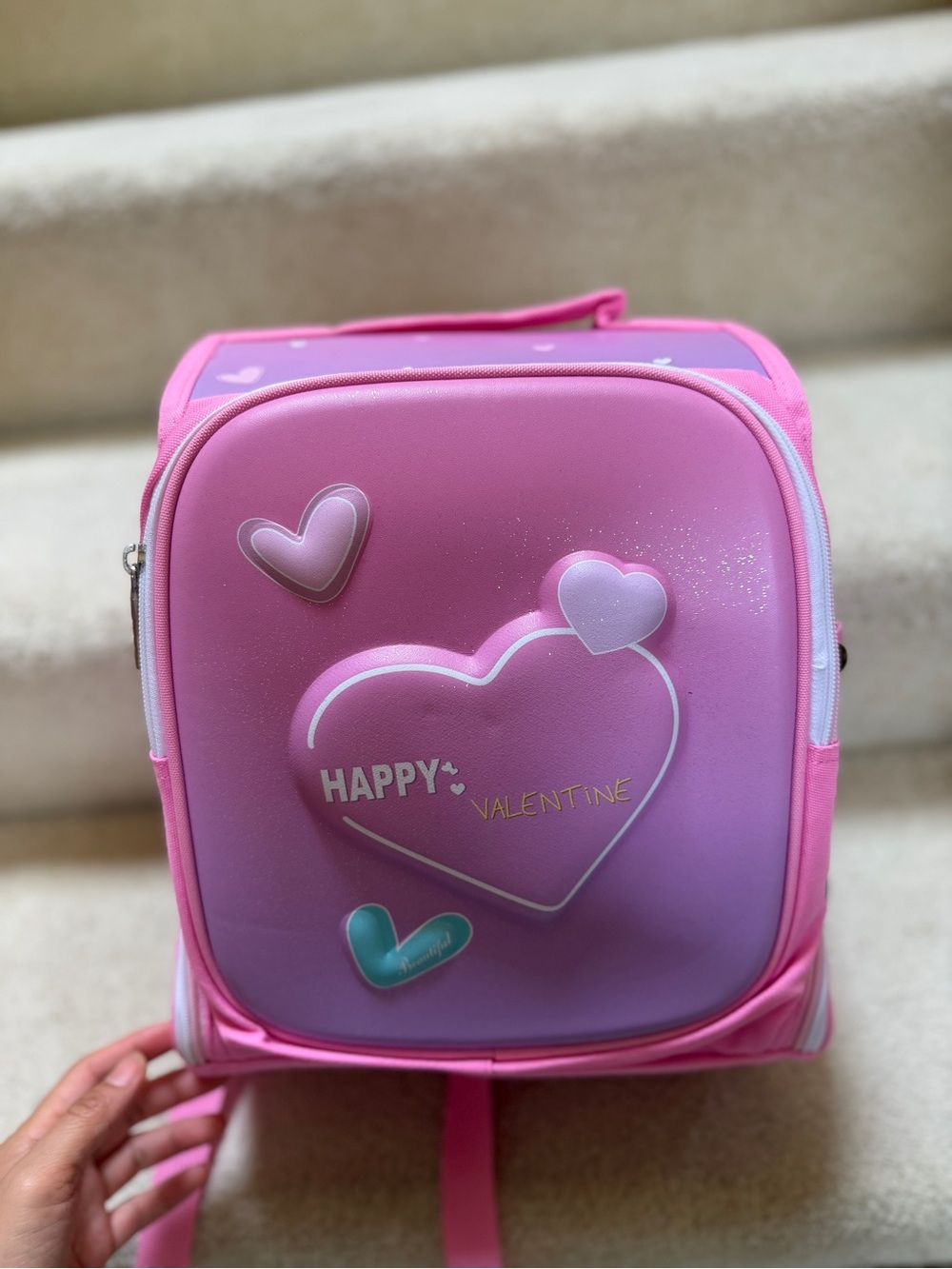 Pink 'Happy Valentine' Heart Backpack